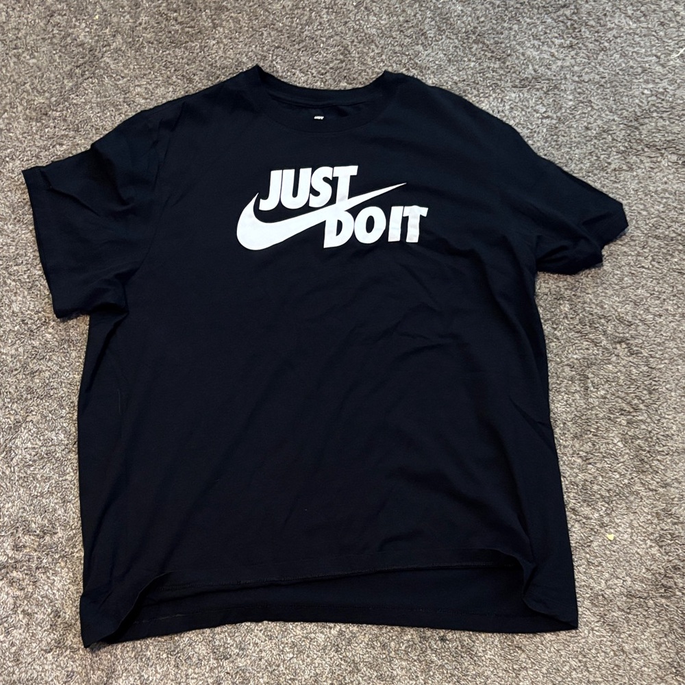 Nike Black Tee with White 'Just Do It' Logo
